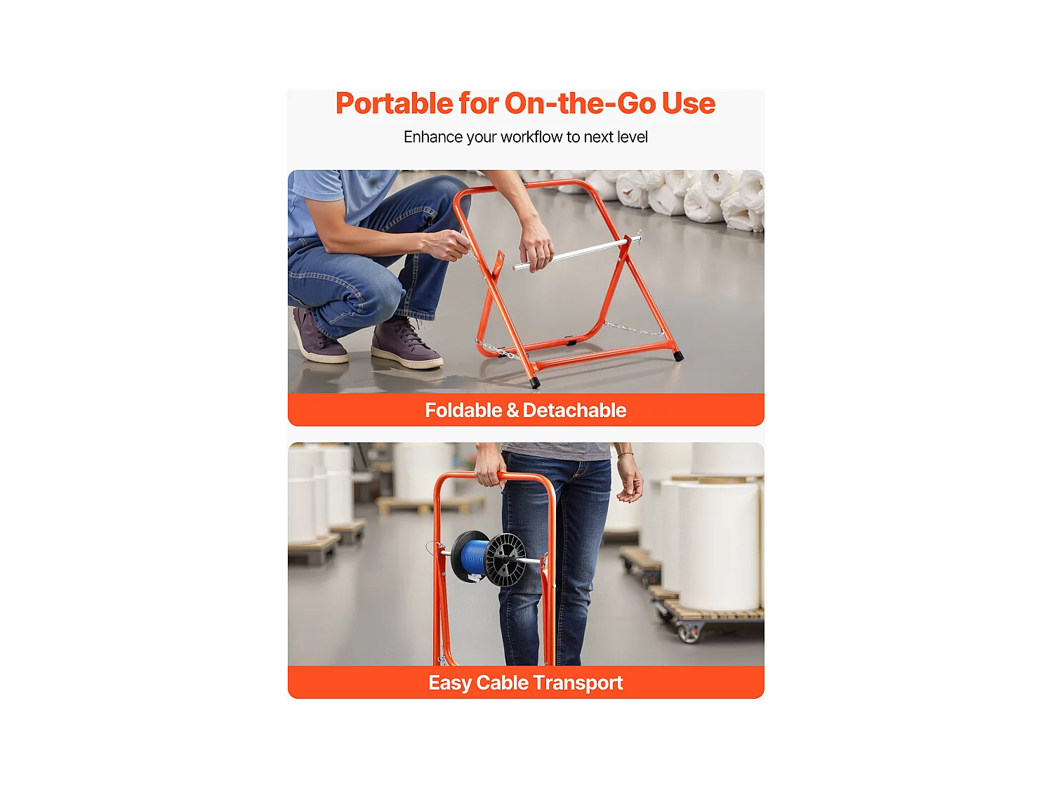 Support de Bobines de Fil SucceBuy, Capacité de Charge 45 kg, Distributeur de Fils Portable pour Rangement Bobines 50 cm Diamètre dans Diverses Conditions