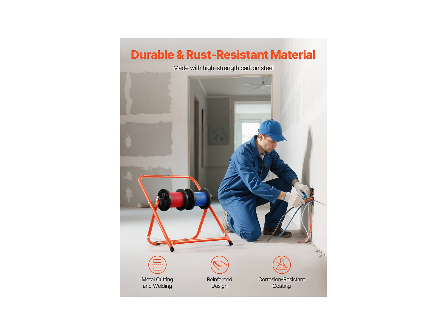 Support de Bobines de Fil SucceBuy, Capacité de Charge 45 kg, Distributeur de Fils Portable pour Rangement Bobines 50 cm Diamètre dans Diverses Conditions