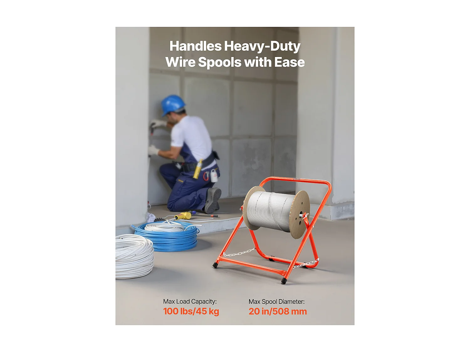 Support de Bobines de Fil SucceBuy, Capacité de Charge 45 kg, Distributeur de Fils Portable pour Rangement Bobines 50 cm Diamètre dans Diverses Conditions