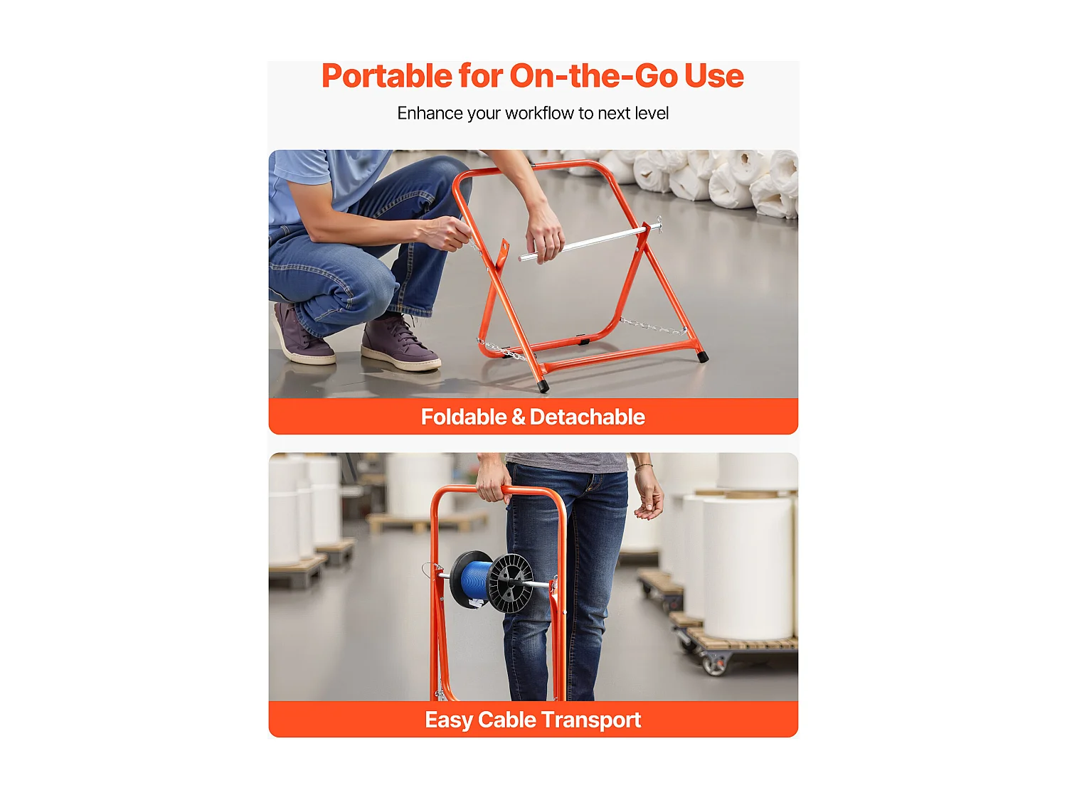 Support de Bobines de Fil SucceBuy, Capacité de Charge 45 kg, Distributeur de Fils Portable pour Rangement Bobines 50 cm Diamètre dans Diverses Conditions