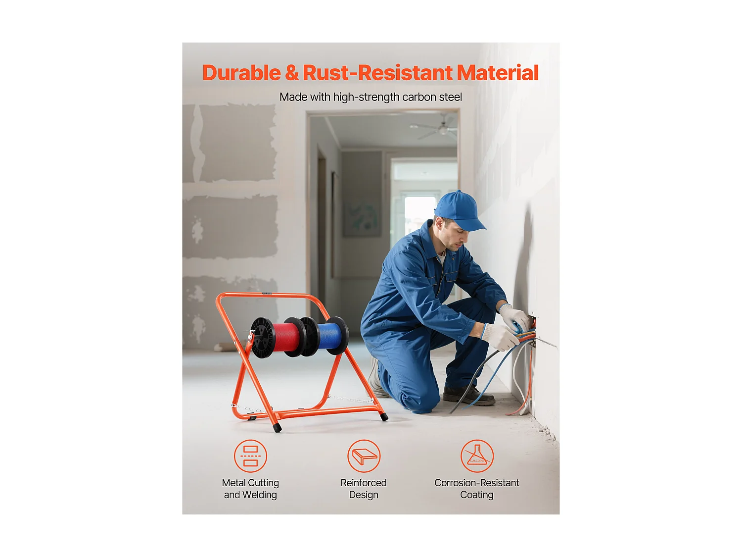 Support de Bobines de Fil SucceBuy, Capacité de Charge 45 kg, Distributeur de Fils Portable pour Rangement Bobines 50 cm Diamètre dans Diverses Conditions