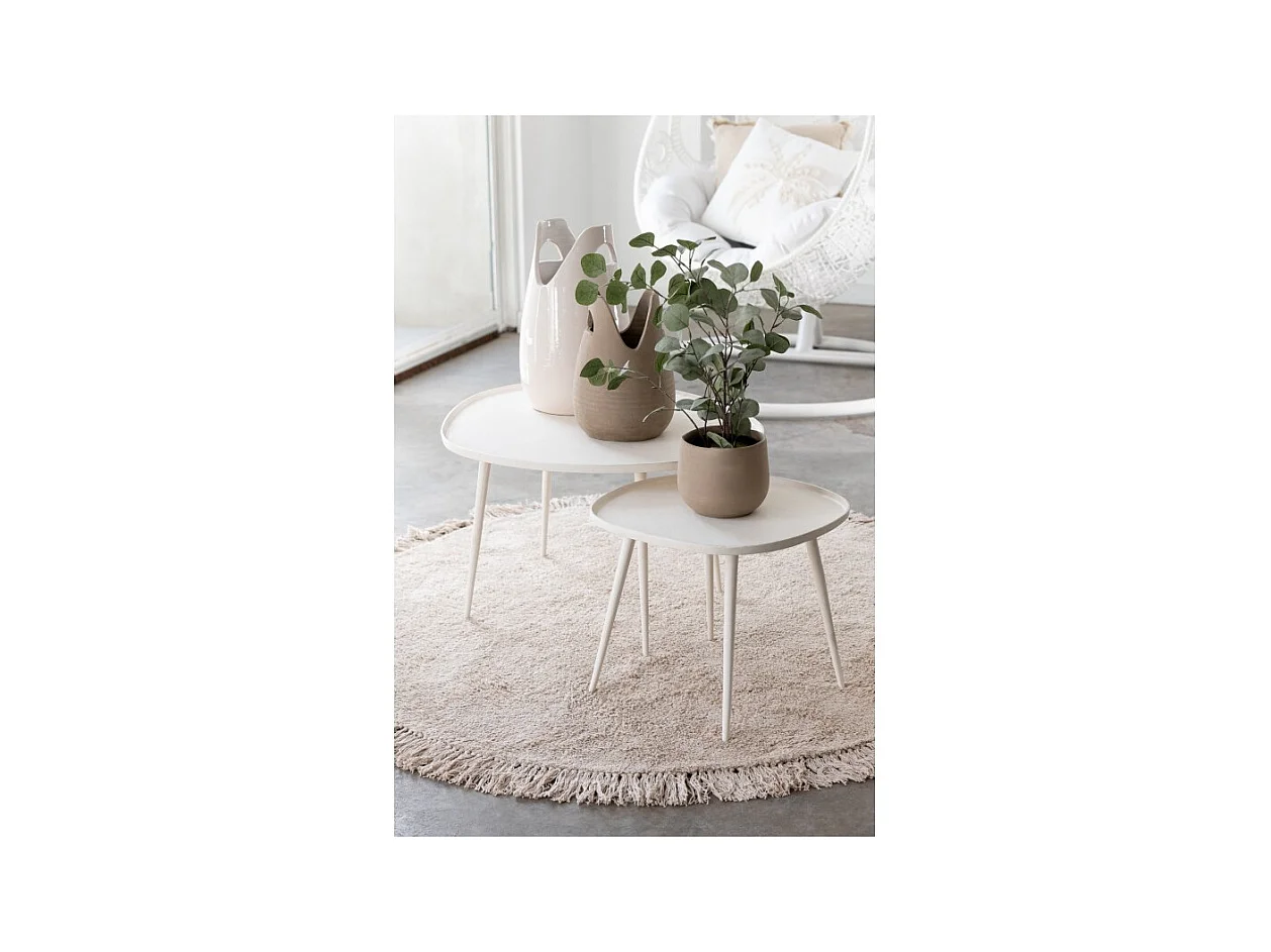 Jarrón con asa de cerámica blanca 23x23x40 cm