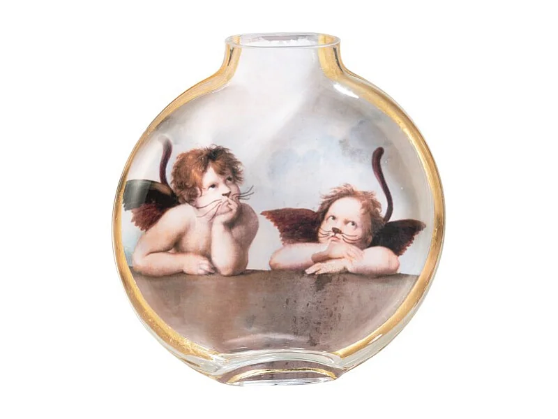 Jarrón de cerámica multicolor 24.5x5x25 cm "Les Chartistes Inspirado por los Dos Querubines Grande"