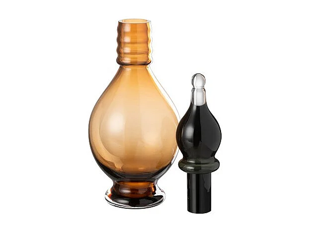 Jarrón con tapón de vidrio marrón 13.5*13.5*40 cm