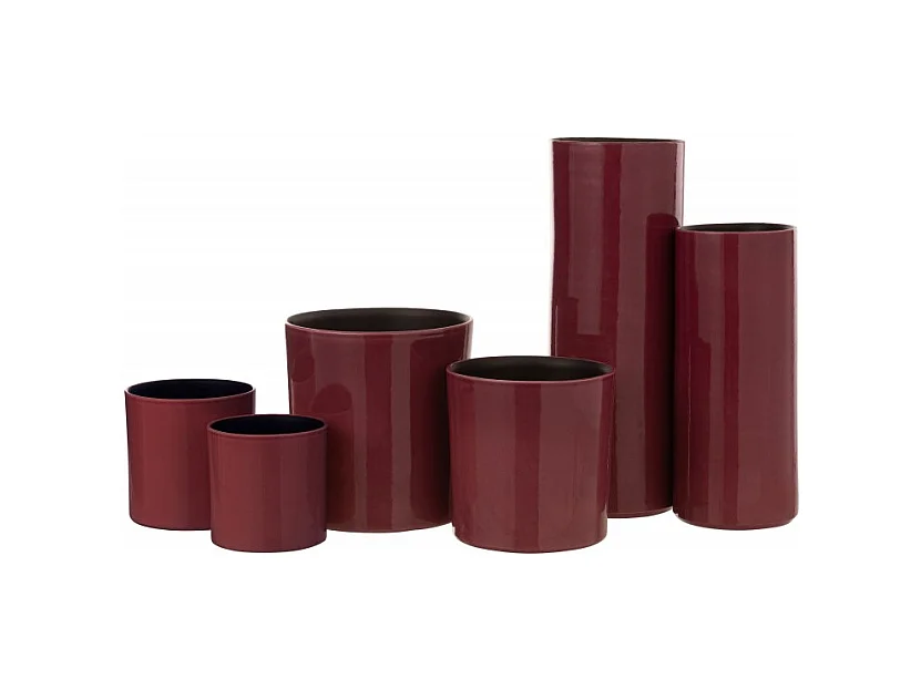 Jarrón alto de cerámica fucsia 18x18x47 cm