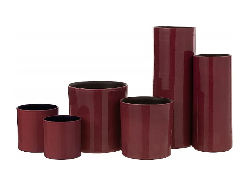 Jarrón alto de cerámica fucsia 18x18x47 cm