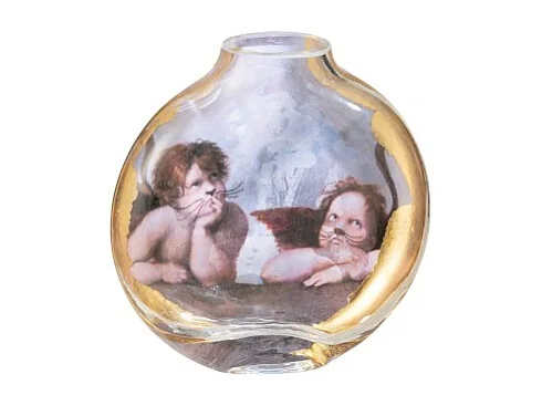 Jarrón de cerámica multicolor 14.5x4x15 cm "Les Chartistes Inspirado por los Dos Querubines Pequeño"