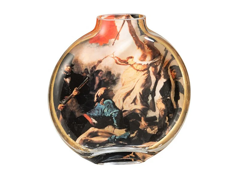 Jarrón de cerámica multicolor 24.5x5x25 cm "Los Cartistas" inspirado por "La Libertad guiando al pueblo" grande