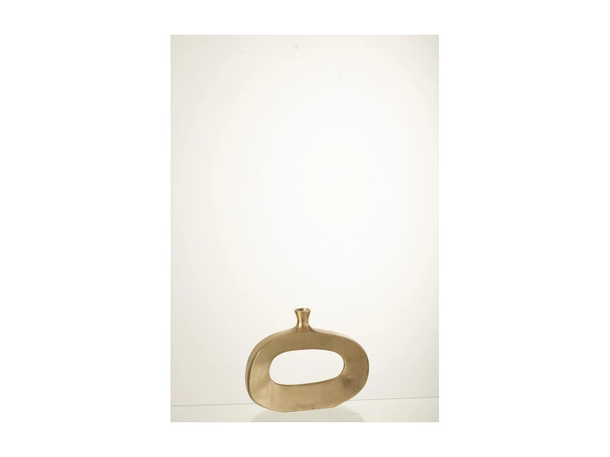 Jarrón ovalado con abertura de metal dorado 29x6x23 cm