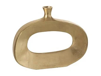 Jarrón ovalado con abertura de metal dorado 29x6x23 cm