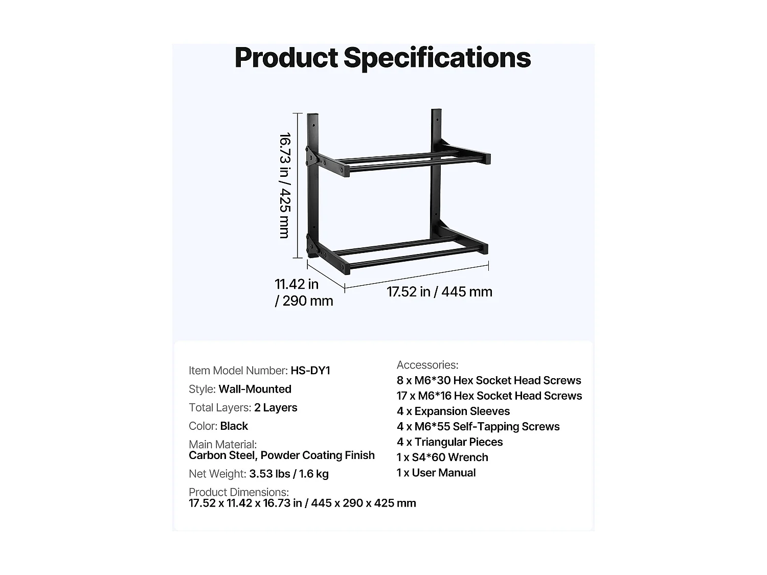 Support de Rangement SucceBuy de Filaments Mural 2 Niveaux, Étagère de Stockage de Filaments d'Imprimante 3D, pour Studio d'Impression 3D, Atelier, Noir