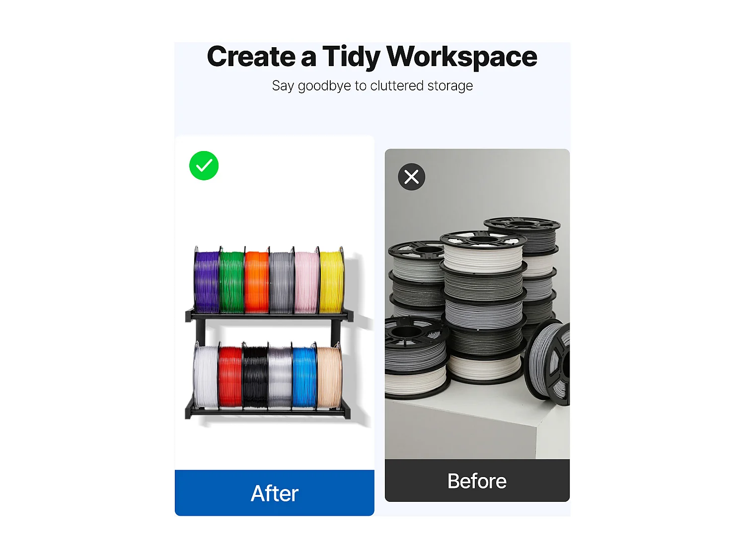 Support de Rangement SucceBuy de Filaments Mural 2 Niveaux, Étagère de Stockage de Filaments d'Imprimante 3D, pour Studio d'Impression 3D, Atelier, Noir