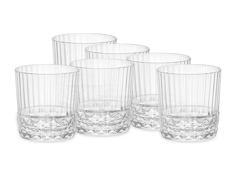 Pack de 6 vasos America 20's Bormioli 37cl con relieve transparente