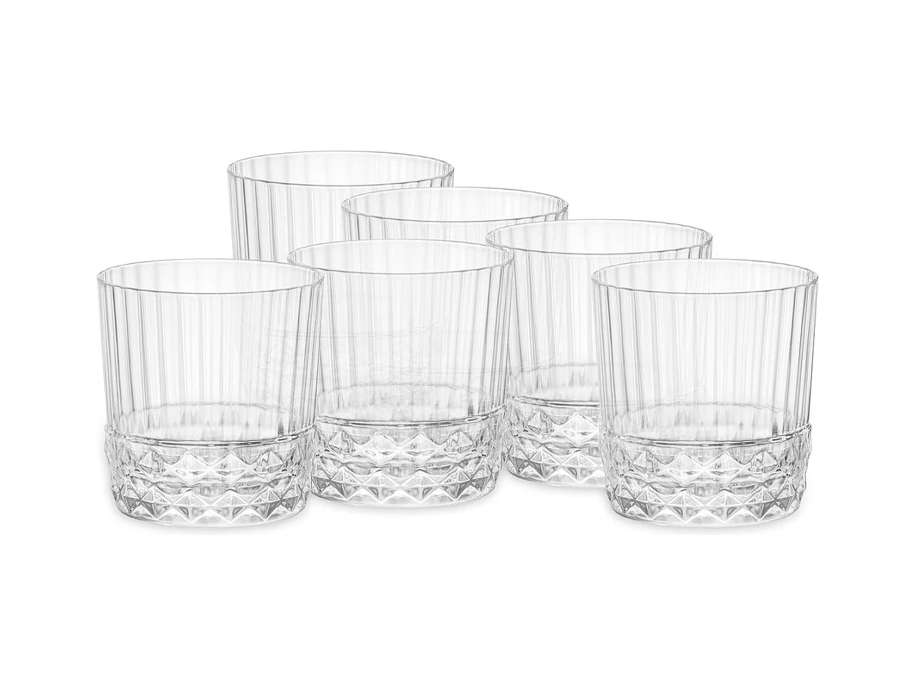 Pack de 6 vasos America 20's Bormioli 37cl con relieve transparente