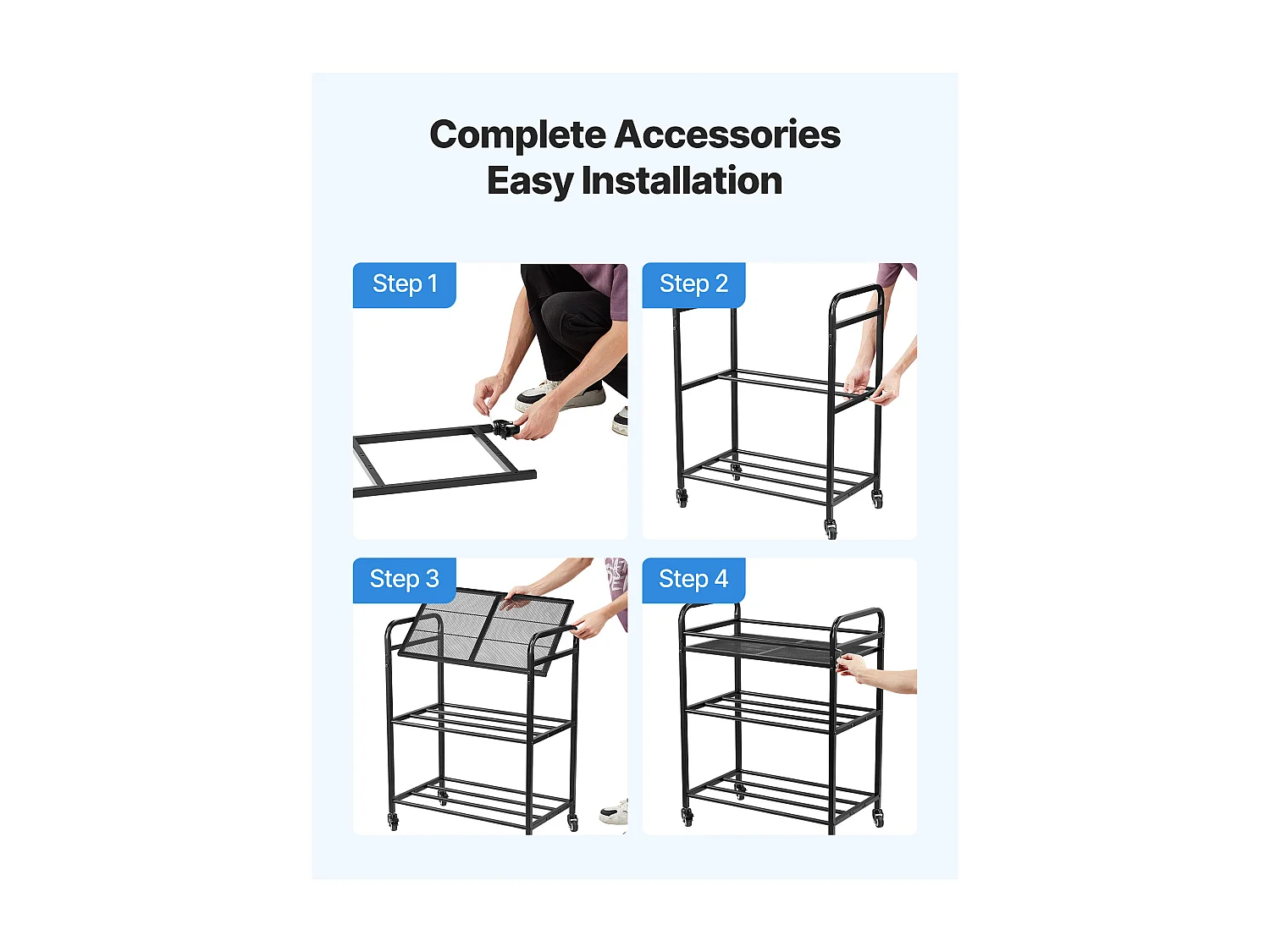 Soporte de Almacenamiento SucceBuy para Filamentos Móvil de 3 Niveles, Estantería de Almacenamiento para Filamentos de Impresora 3D, para Taller, Negro