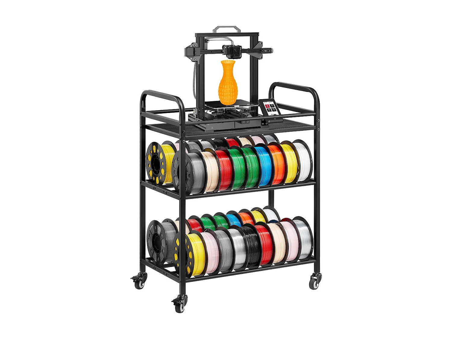 Soporte de Almacenamiento SucceBuy para Filamentos Móvil de 3 Niveles, Estantería de Almacenamiento para Filamentos de Impresora 3D, para Taller, Negro