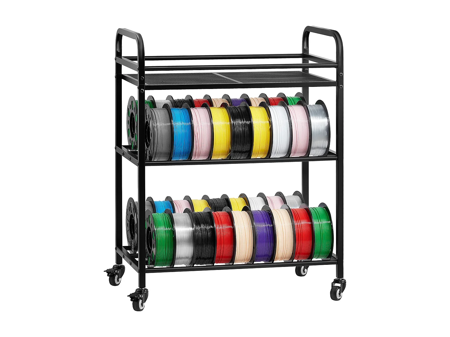 Soporte de Almacenamiento SucceBuy para Filamentos Móvil de 3 Niveles, Estantería de Almacenamiento para Filamentos de Impresora 3D, para Taller, Negro