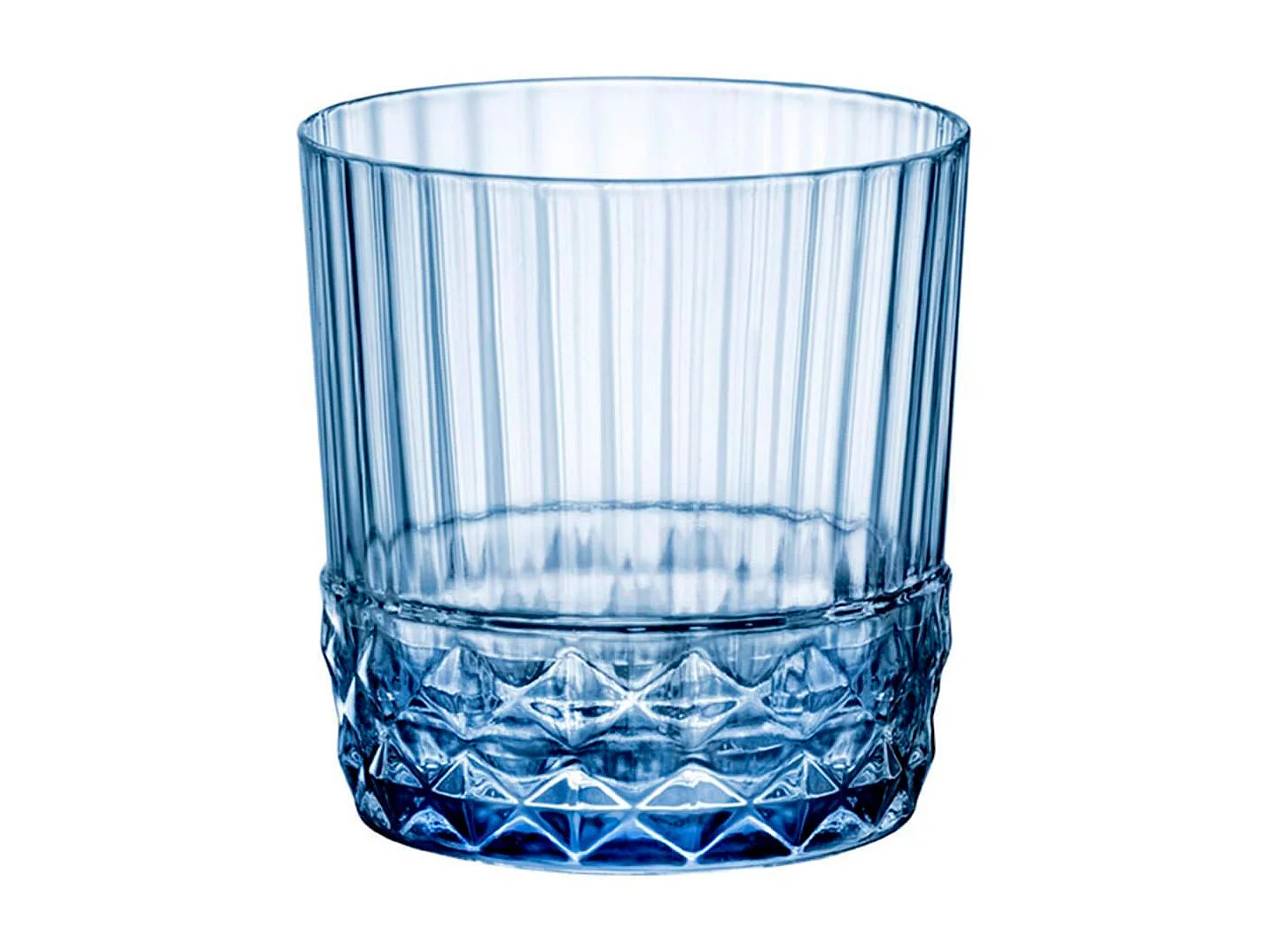 Pack de 6 vasos America 20's Bormioli 30cl con relieve azul