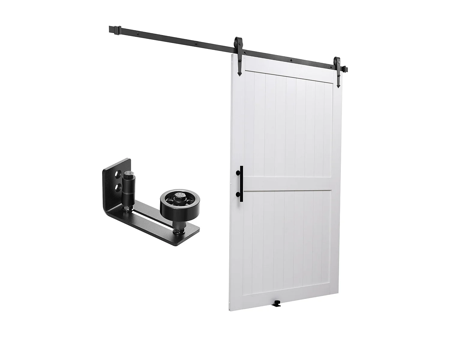 Puerta Corredera para Granero SucceBuy, 121,9 x 213,4 cm, Panel MDF, Kit de Puerta Corredera con Kit de Herrajes, Marco en H, para Salón y Baño