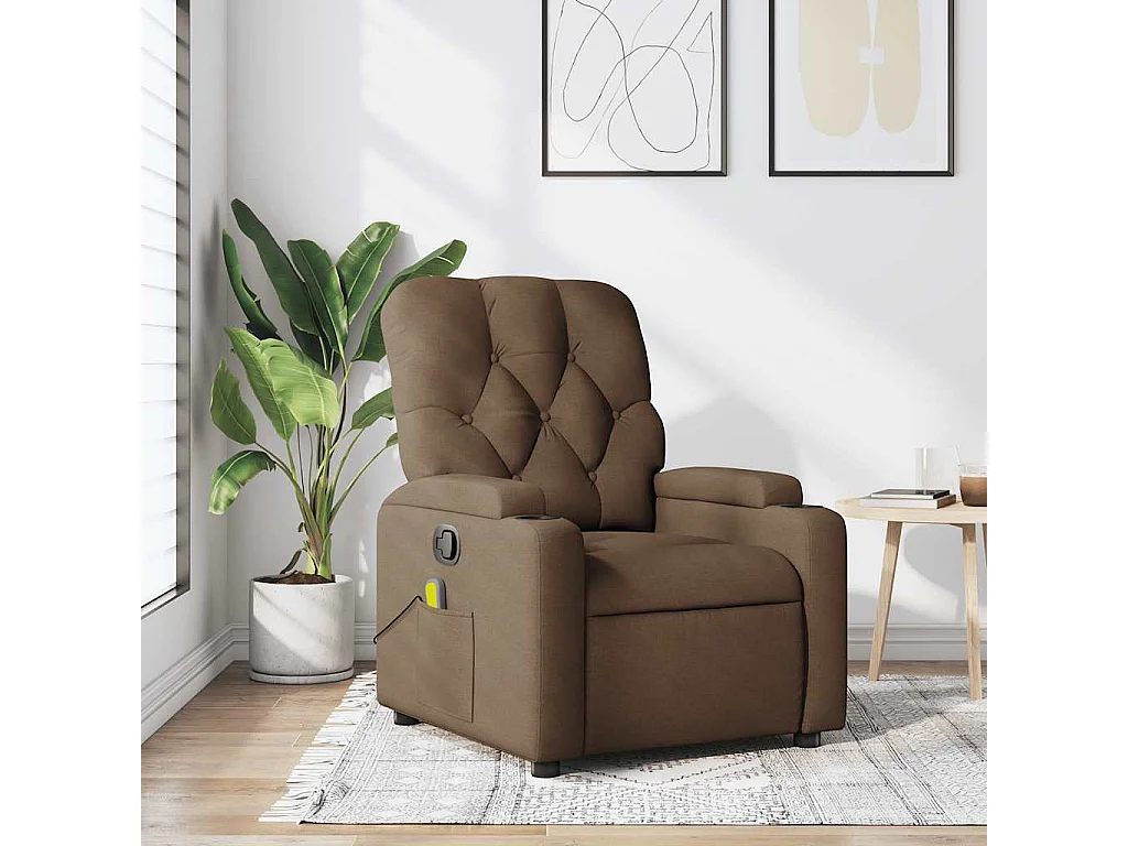Fauteuil inclinable-Chaise de relax-Fauteuil de Massage Marron Tissu SHL1178