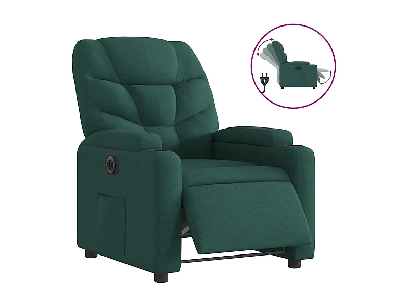 Sillón de relax | Silla | Sillón reclinable eléctrico tela verde oscuro SHL4318