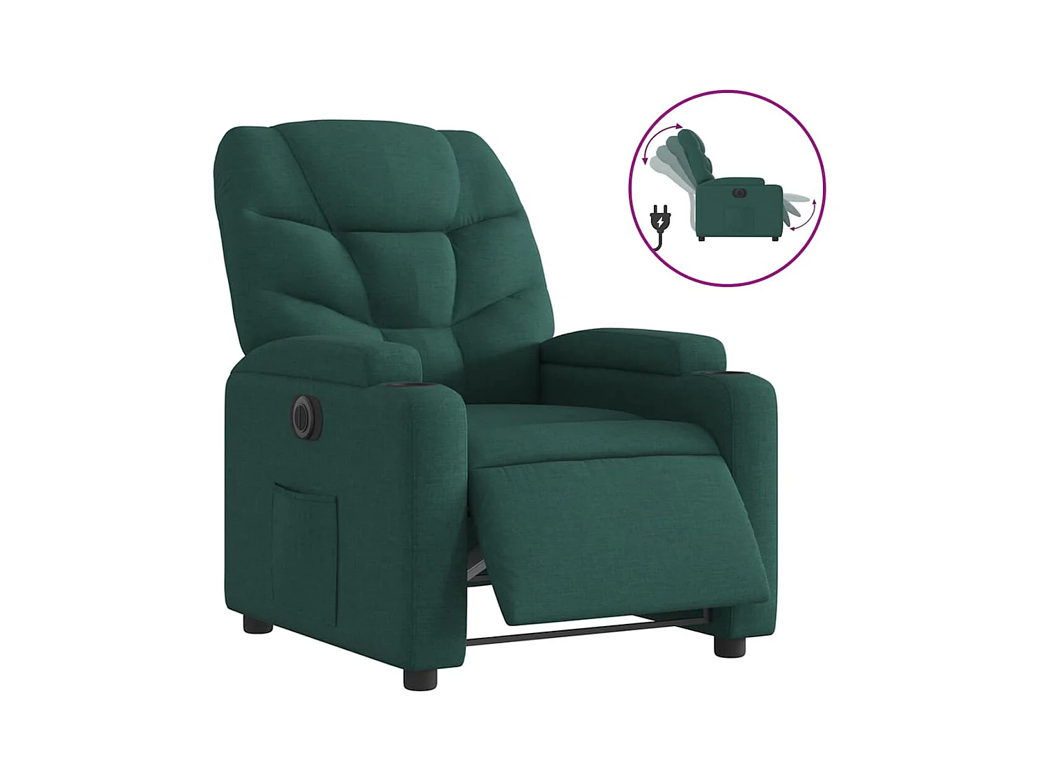 Fauteuil inclinable électrique-Chaise de relax-Fauteuil salon Vert foncé Tissu SHL5072
