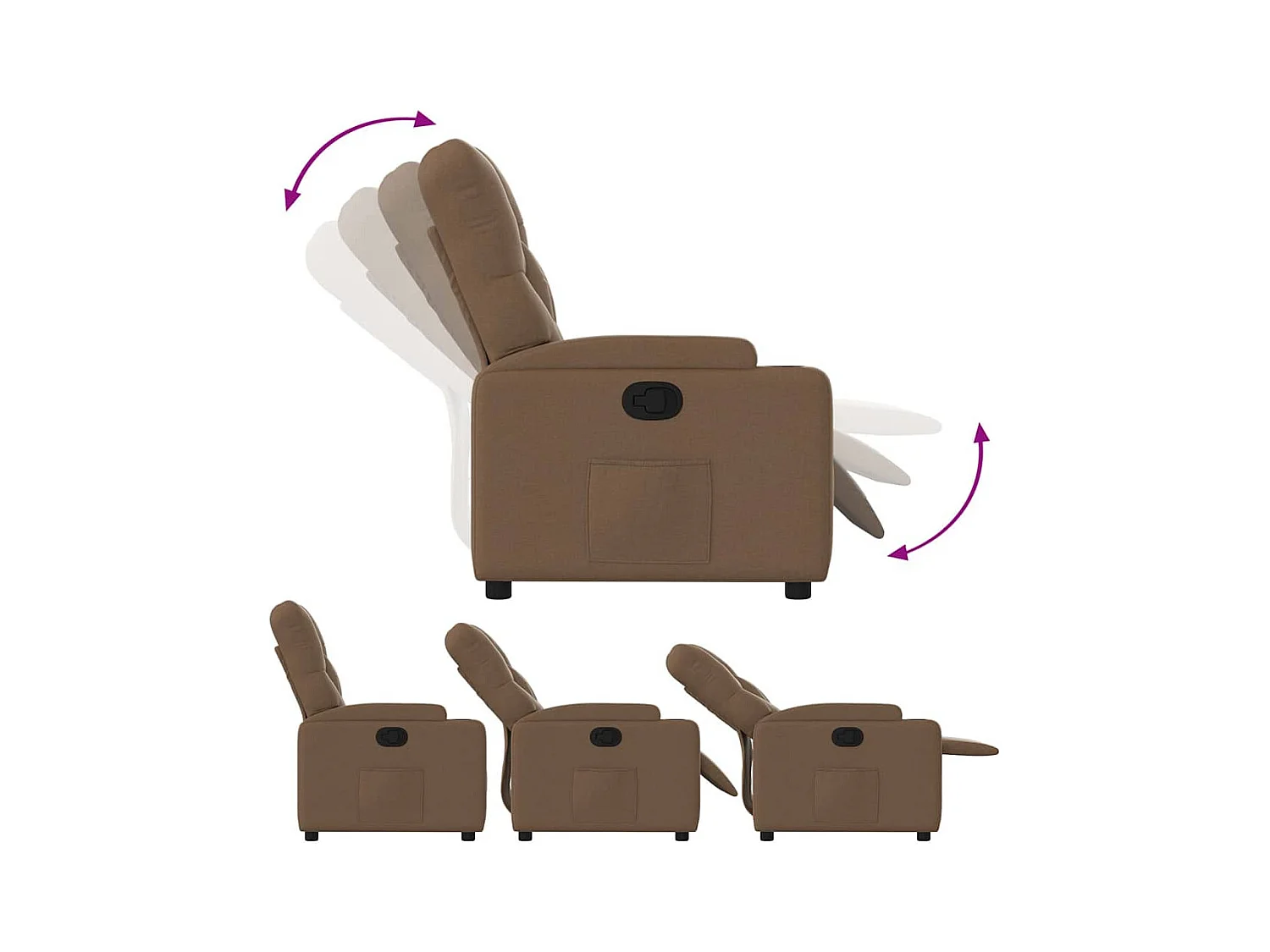 Poltrona | Cadeira Relax | Cadeira reclinável tecido castanho SHL836991