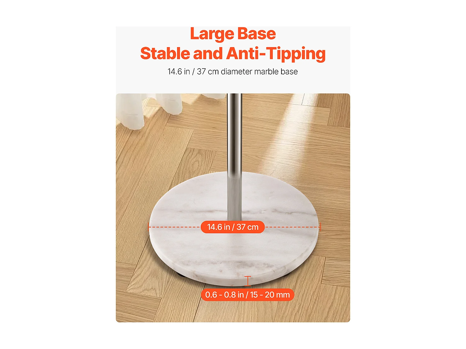 Appendiabiti da Terra SucceBuy, Appendiabiti con Base in Marmo, 8 Ganci, Appendiabiti in Metallo Autoportante per Ingresso, Camera da Letto, Soggiorno