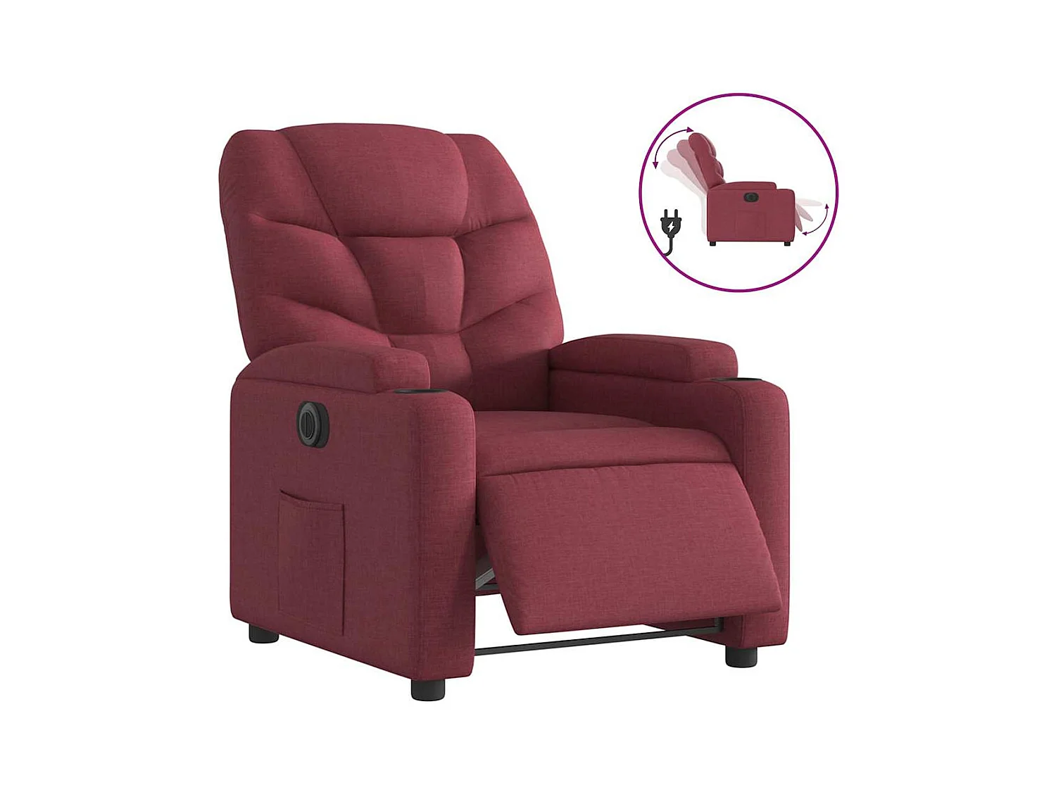 Fauteuil inclinable électrique-Chaise de relax-Fauteuil salon Rouge bordeaux Tissu SHL3661