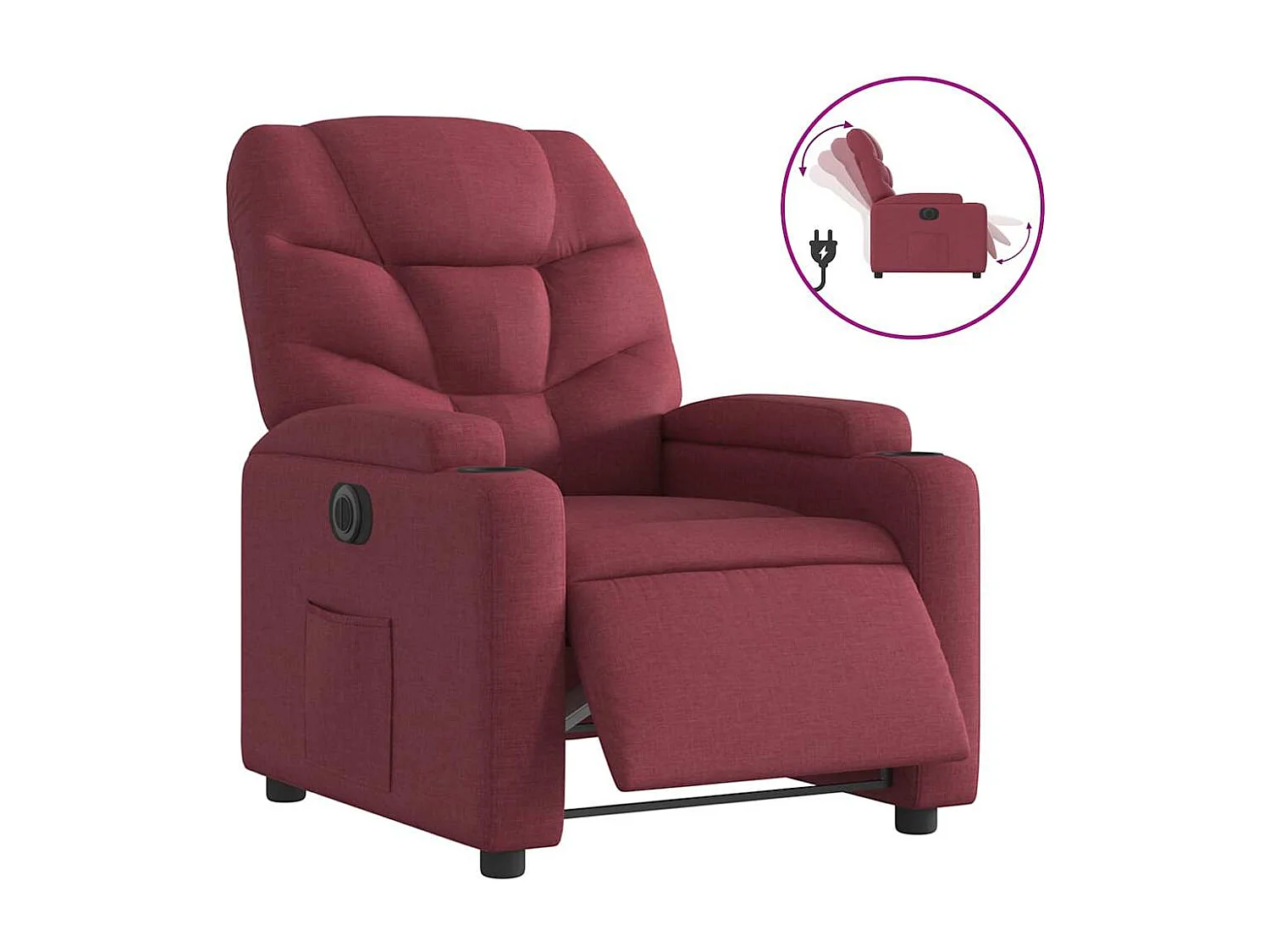 Fauteuil inclinable électrique-Chaise de relax-Fauteuil salon Rouge bordeaux Tissu SHL3661