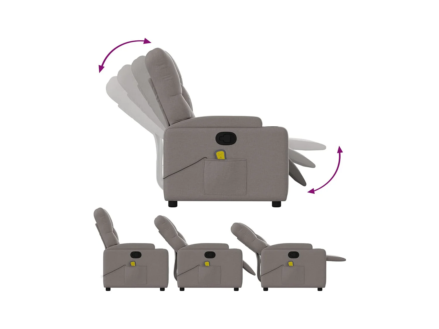 Poltrona de massagens reclinável tecido cinzento-acastanhado SHL971750