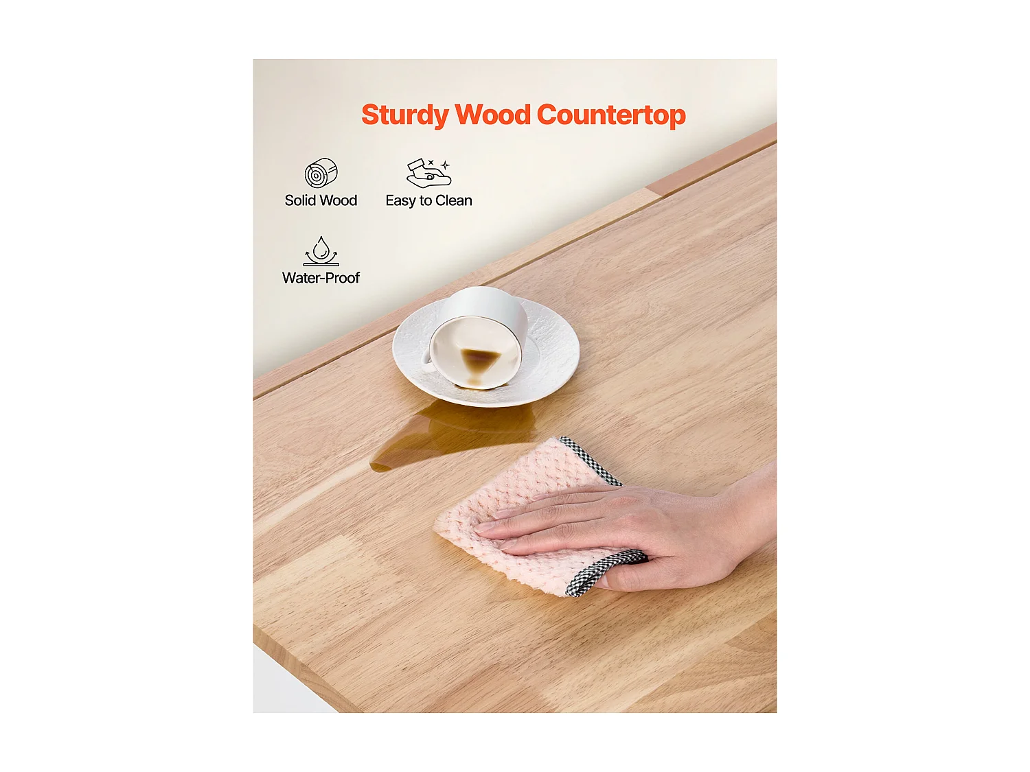 Desserte de Cuisine SucceBuy sur Roulettes, 132 cm de Large, Îlot Central Mobile avec Plateau en Bois Massif, pour Salle à Manger Garde-Manger, Blanc