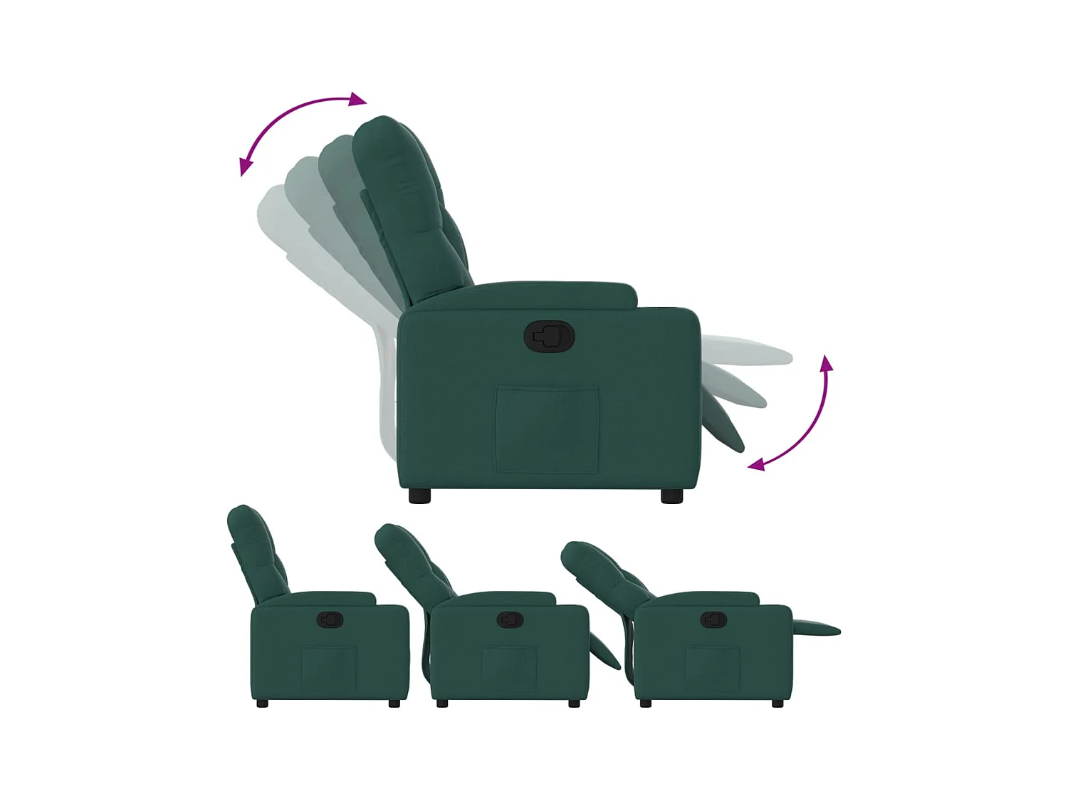 Sillón de relax | Silla | Sillón reclinable de tela verde oscuro SHL6485