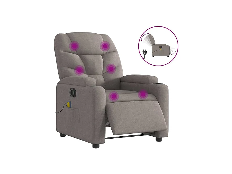 Fauteuil inclinable électrique-Fauteuil de massage pour Salon Taupe Tissu SHL2189