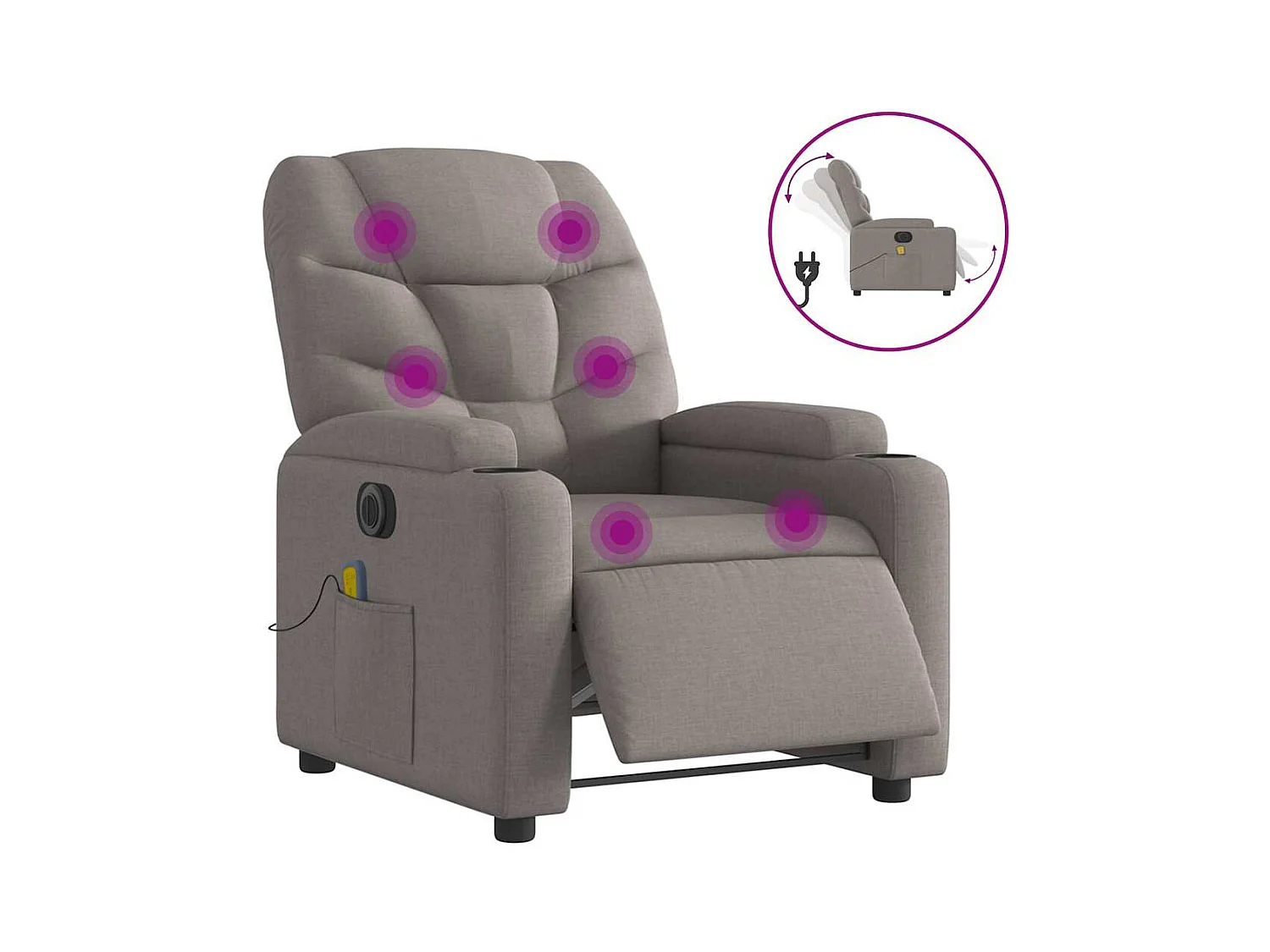 Fauteuil inclinable électrique-Fauteuil de massage pour Salon Taupe Tissu SHL2189