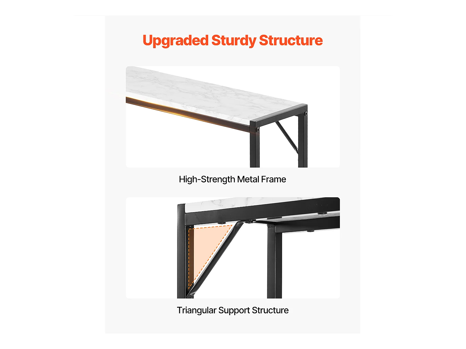 Stolik Konsolowy SucceBuy z Marmuru, Wąska i Długa Konsola do Przedpokoju z Gniazdkiem Elektrycznym, Zabezpieczeniem Przed Przewróceniem i Trójkątnym