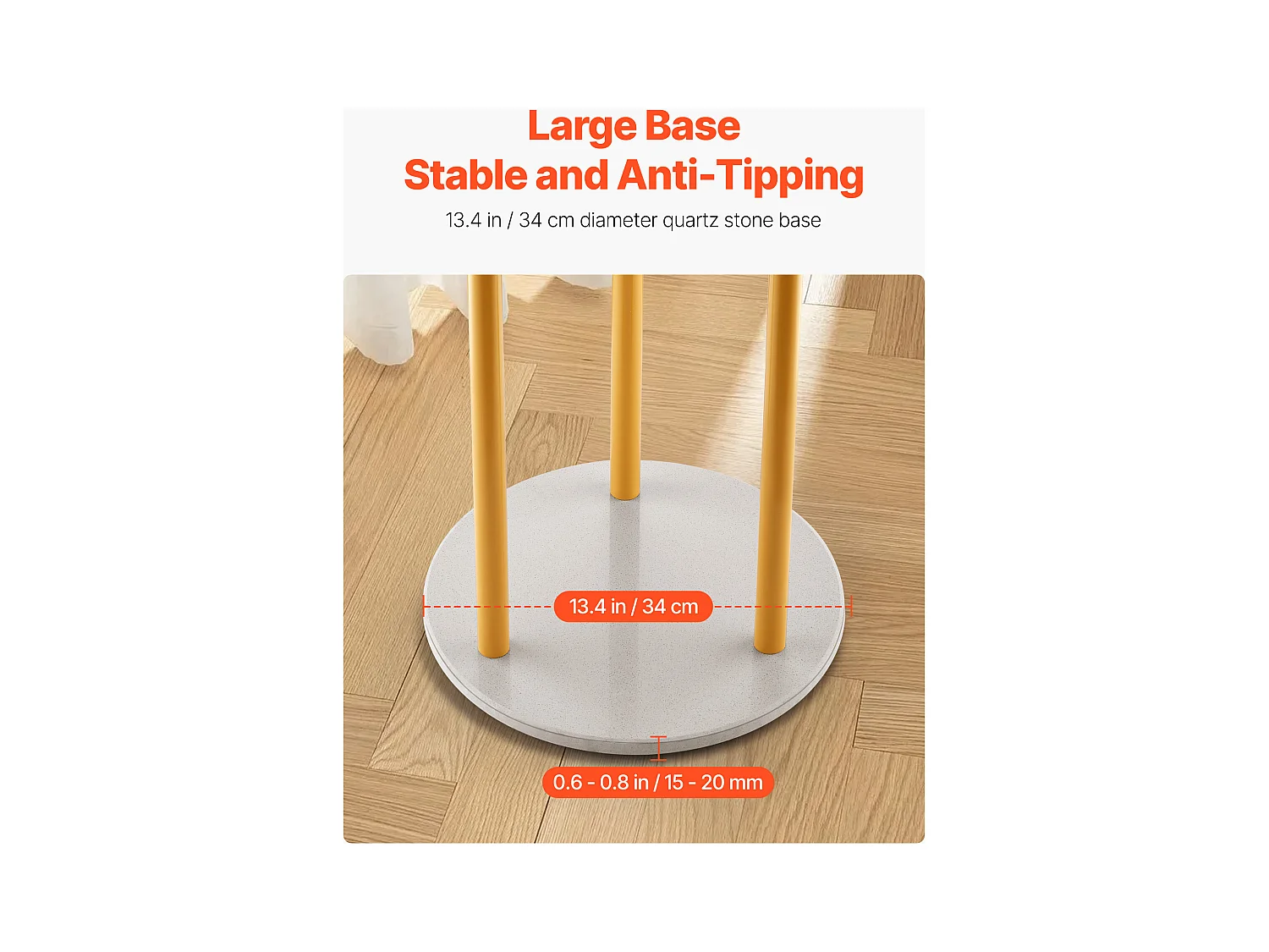 Porte manteau sur Pied SucceBuy, Portant à Vêtements avec Base Quartz, 9 Crochets, Porte Manteau en Métal Autoportant pour Entrée, Chambre, Salon