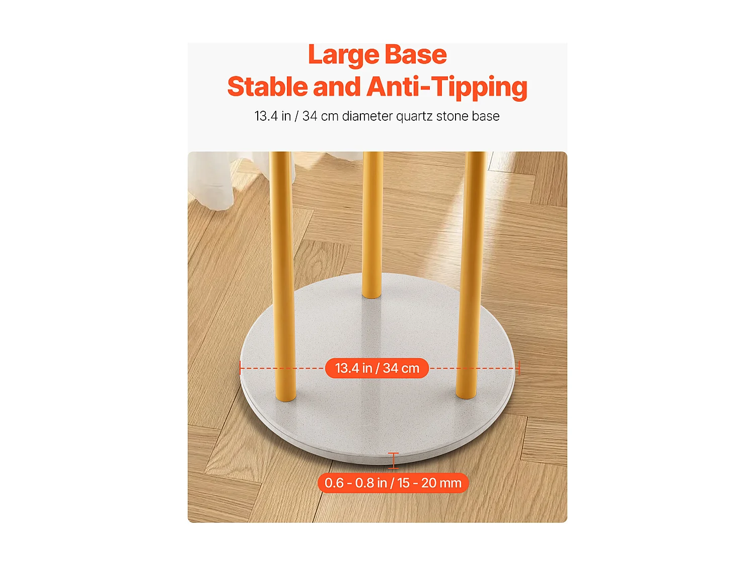 Porte manteau sur Pied SucceBuy, Portant à Vêtements avec Base Quartz, 9 Crochets, Porte Manteau en Métal Autoportant pour Entrée, Chambre, Salon