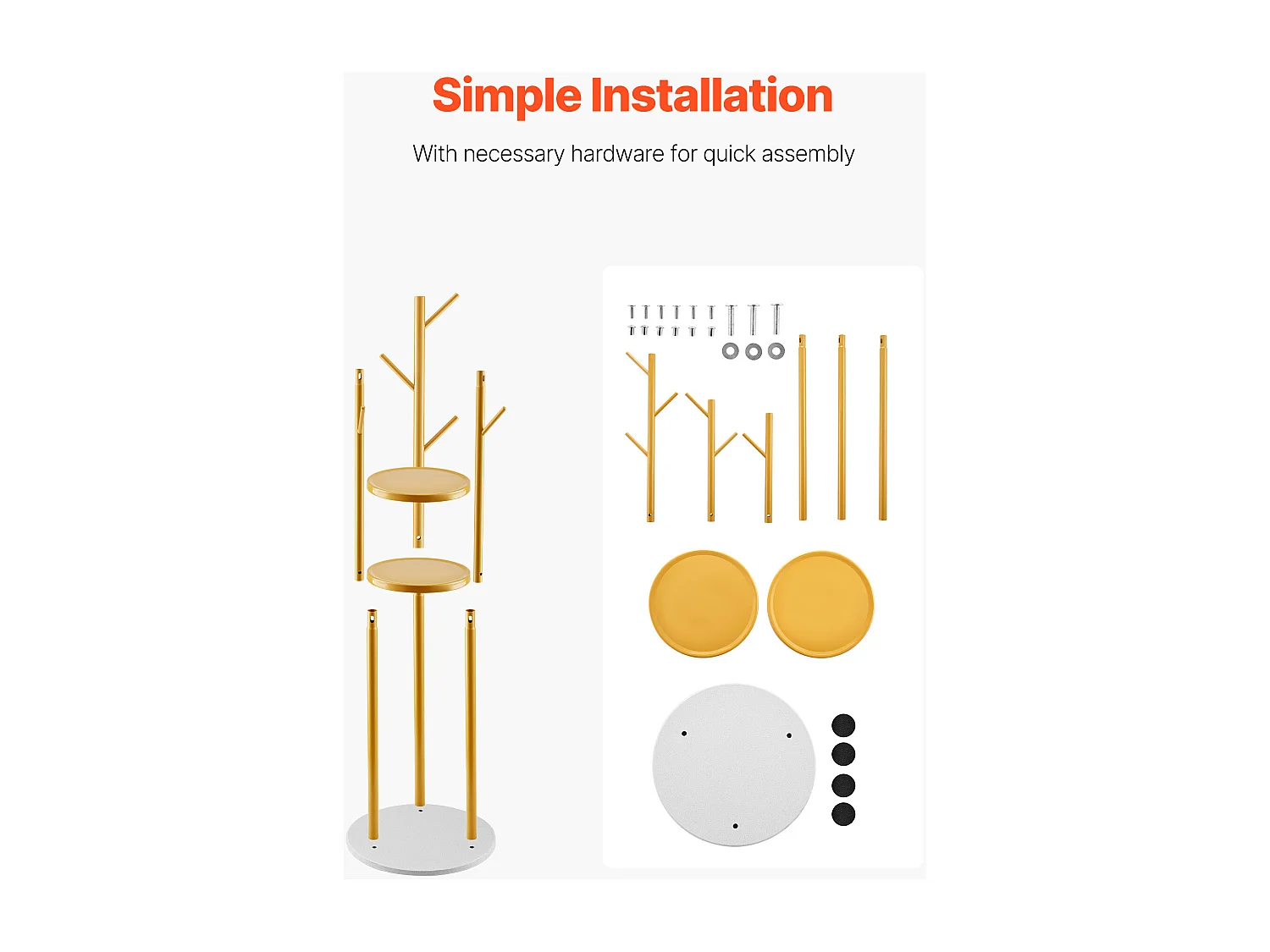 Porte manteau sur Pied SucceBuy, Portant à Vêtements avec Base Quartz, 9 Crochets, Porte Manteau en Métal Autoportant pour Entrée, Chambre, Salon