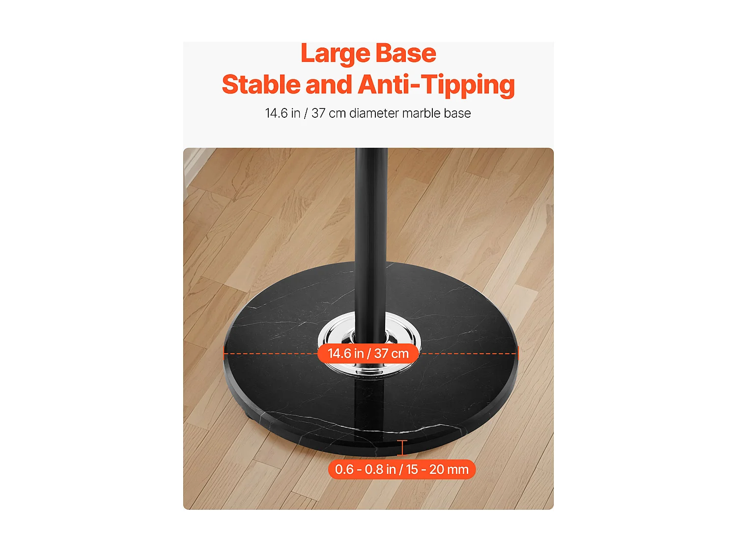 Wieszak Stojący SucceBuy, Wieszak na Ubrania z Wieszakiem na Parasole, Marmurowa Podstawa, 14 Haczyków, Metalowy Wieszak na Ubrania do Przedpokoju, Sypialni