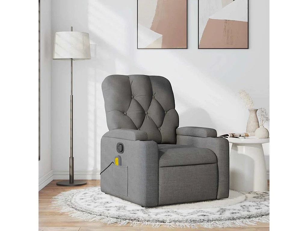 Fauteuil inclinable-Chaise de relax-Fauteuil de Massage Gris foncé Tissu SHL1408