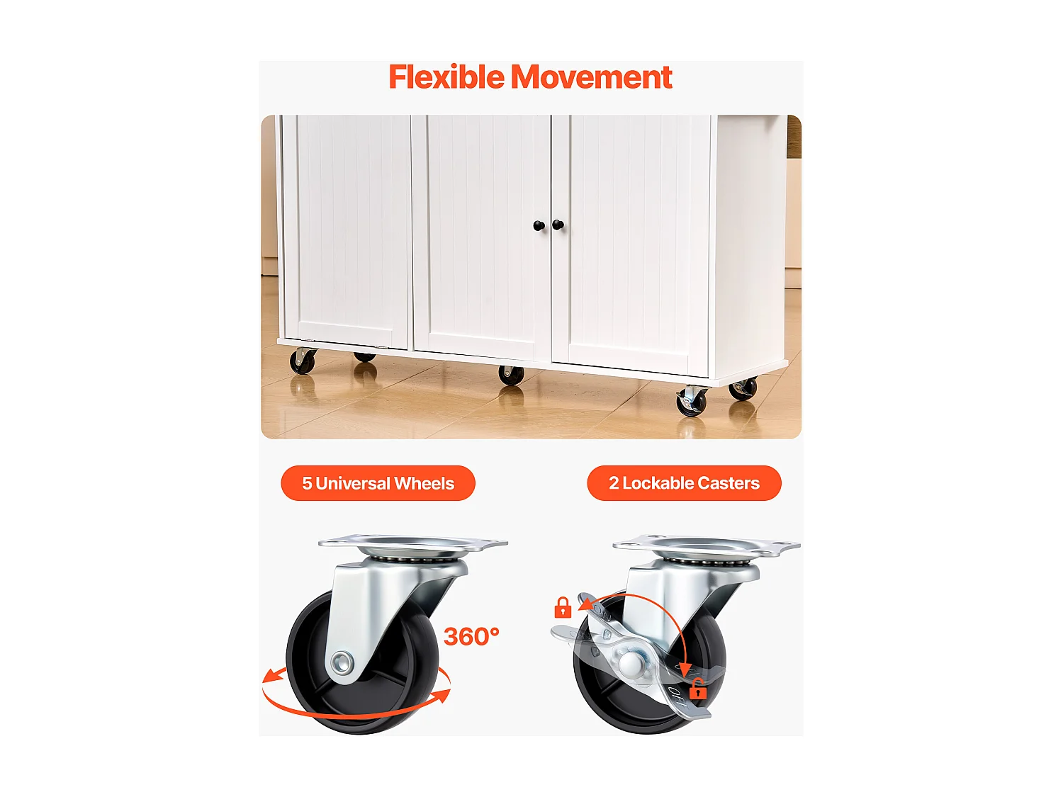 Desserte de Cuisine SucceBuy sur Roulettes, 153 cm de Large, Îlot Central Mobile avec Abattant, 2 Tiroirs, pour Salle à Manger Garde-Manger