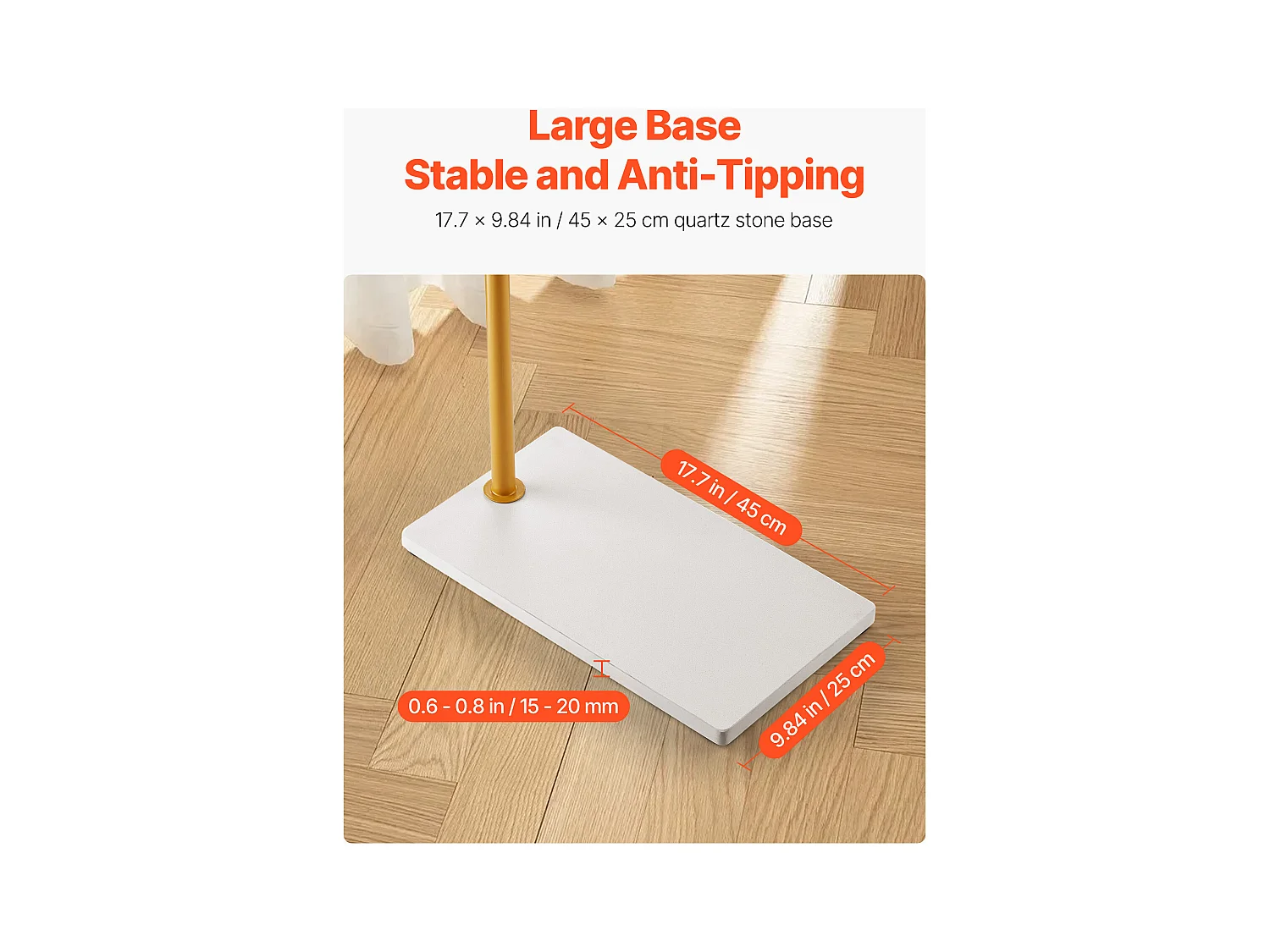 Appendiabiti da Terra SucceBuy, Appendiabiti con Base in Quarzo, 3 Ganci Rotondi, Appendiabiti in Metallo, per Ingresso, Camera da Letto, Soggiorno