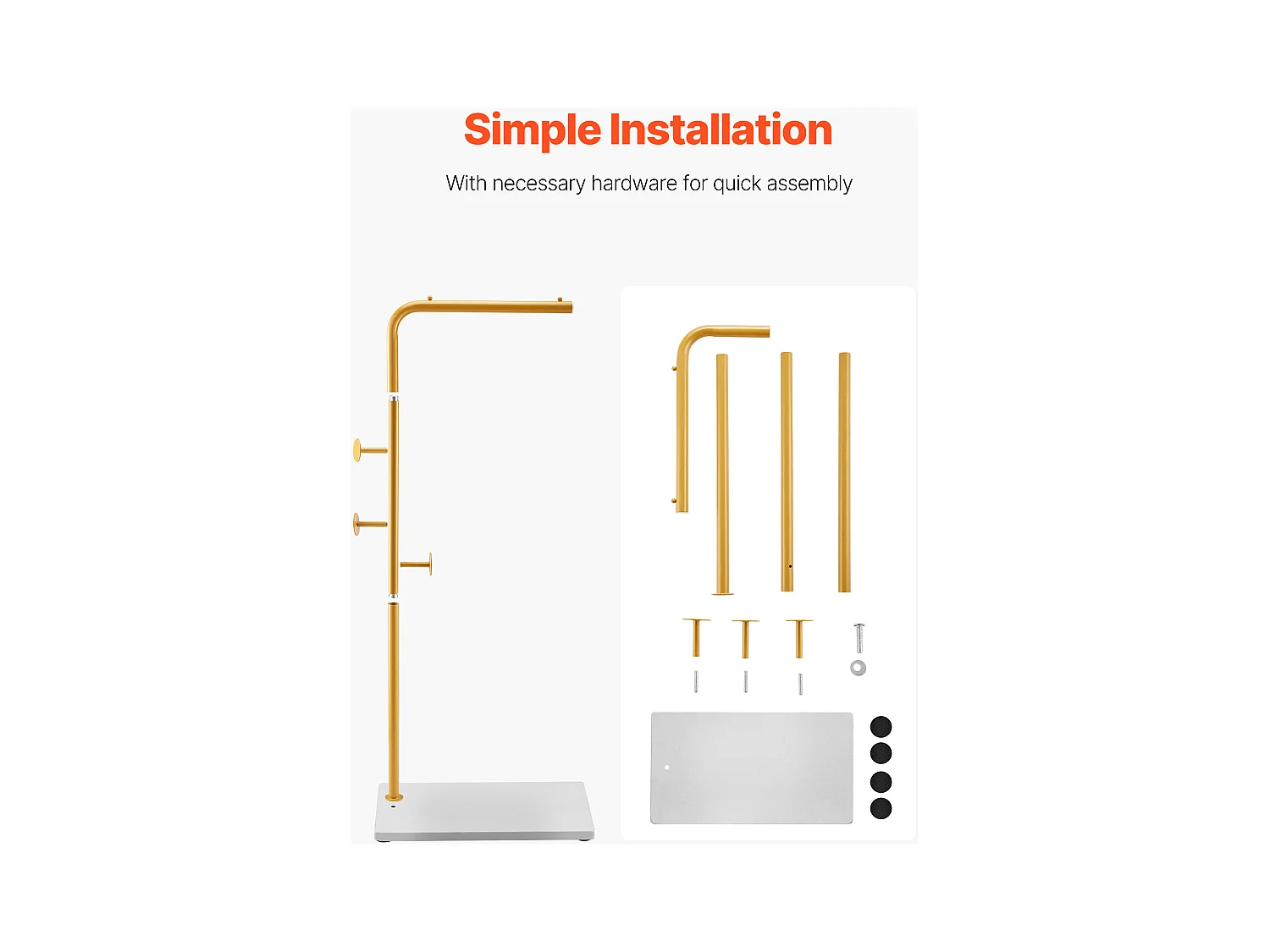 Appendiabiti da Terra SucceBuy, Appendiabiti con Base in Quarzo, 3 Ganci Rotondi, Appendiabiti in Metallo, per Ingresso, Camera da Letto, Soggiorno