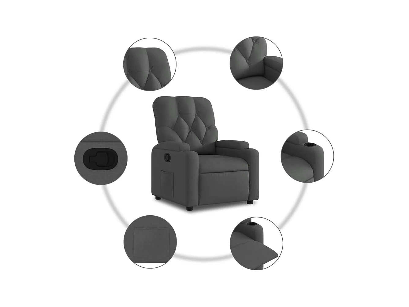 Sillón de relax | Silla | Sillón reclinable de tela gris oscuro SHL2108