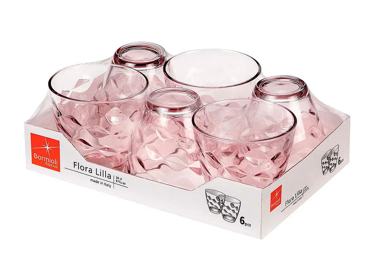 Set de 6 vasos Flora Bormioli Rocco 26cl lila