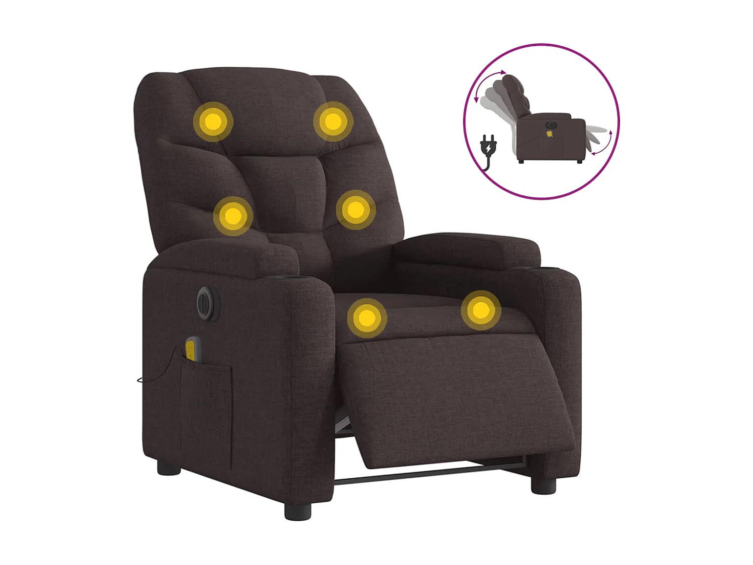 Fauteuil inclinable électrique-Fauteuil de massage pour Salon Marron foncé Tissu SHL3836