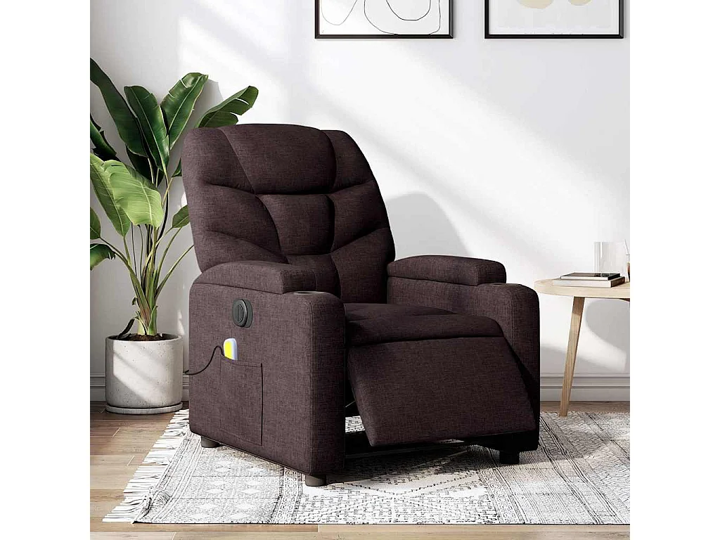 Fauteuil inclinable électrique-Fauteuil de massage pour Salon Marron foncé Tissu SHL3836