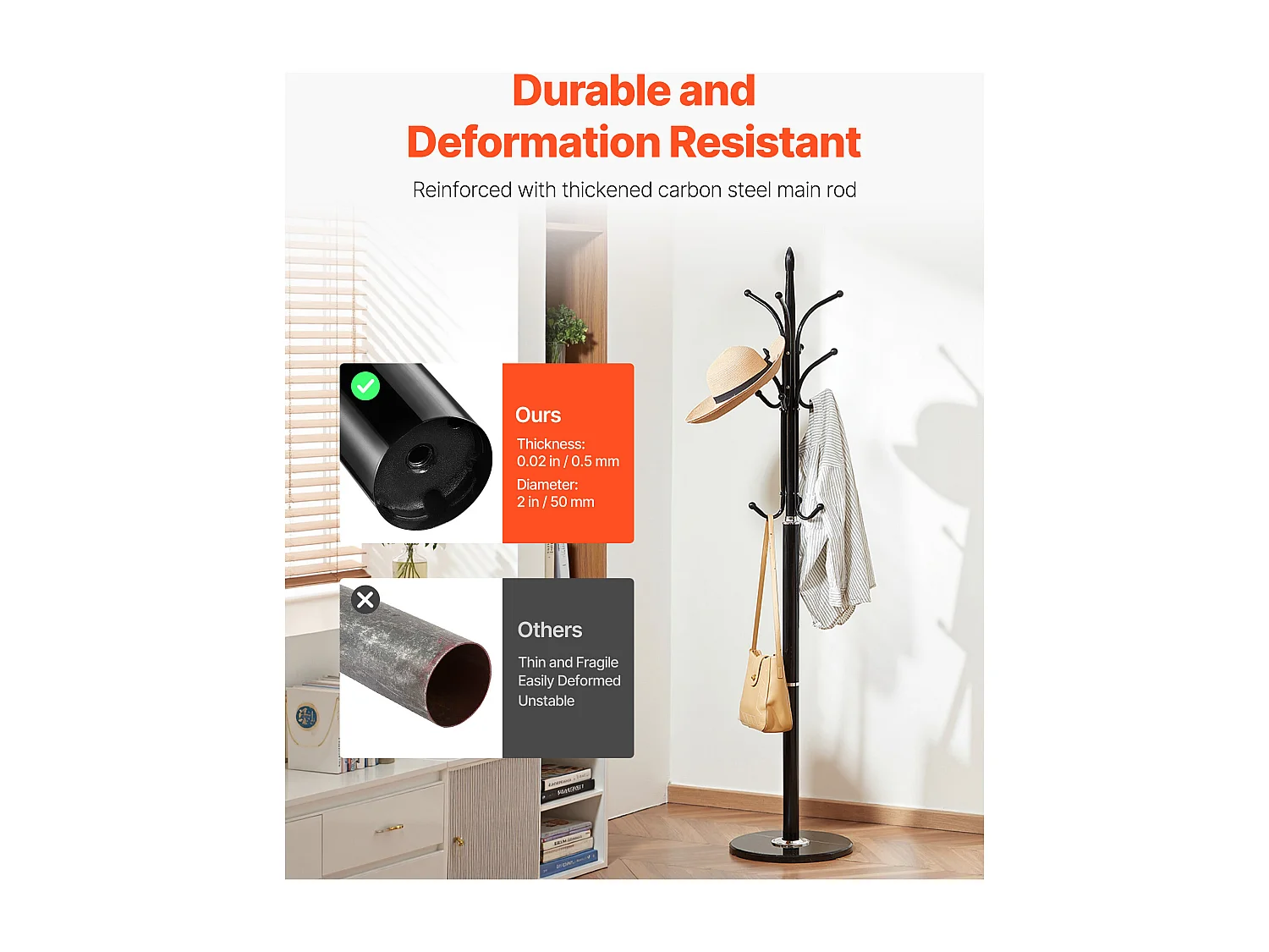 Perchero de Pie SucceBuy, Perchero para Ropa con Base de Mármol, 6 Ganchos, Perchero Metálico Independiente para Entrada, Dormitorio, Salón