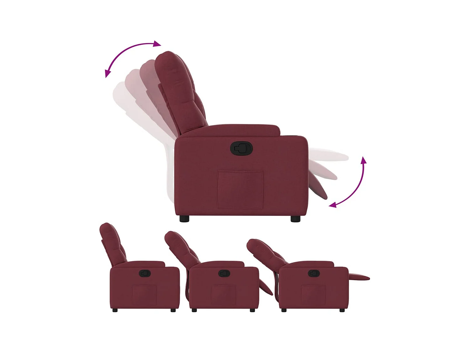 Sillón de relax | Silla | Sillón reclinable de tela rojo tinto SHL7263